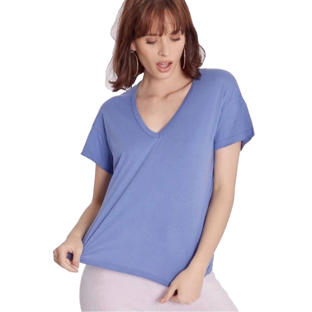 Wildfox Chrissy Women’s Blue Cotton V Neck Tee Size Small
